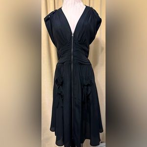 100%silk black mid length dress